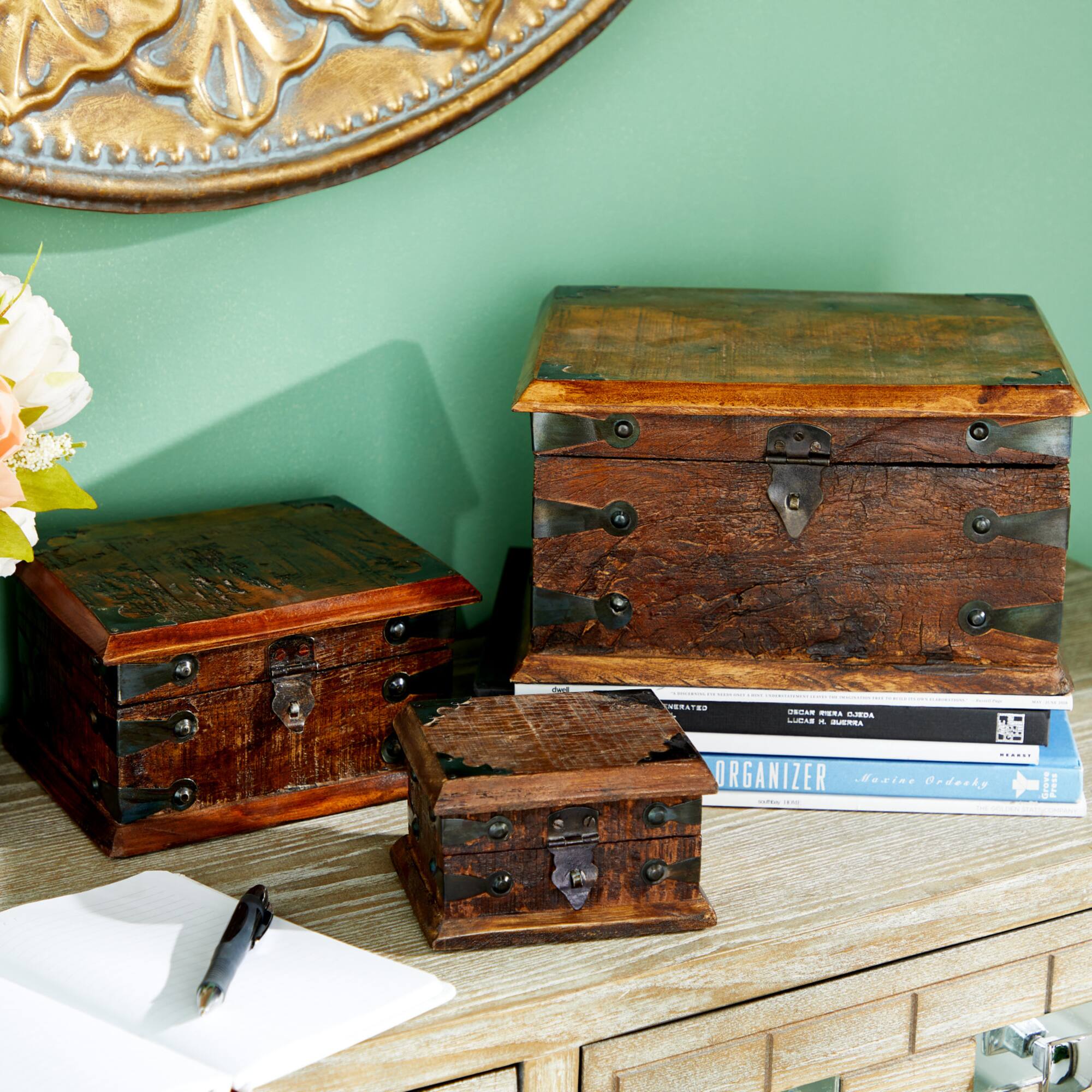 Brown Recycled Wood Rustic Box Set